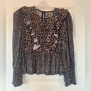 Elegant Leopard Print Ruffle Top